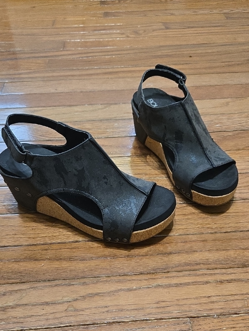 Corkys Wedge Sandals for Women - Black Cork Platform